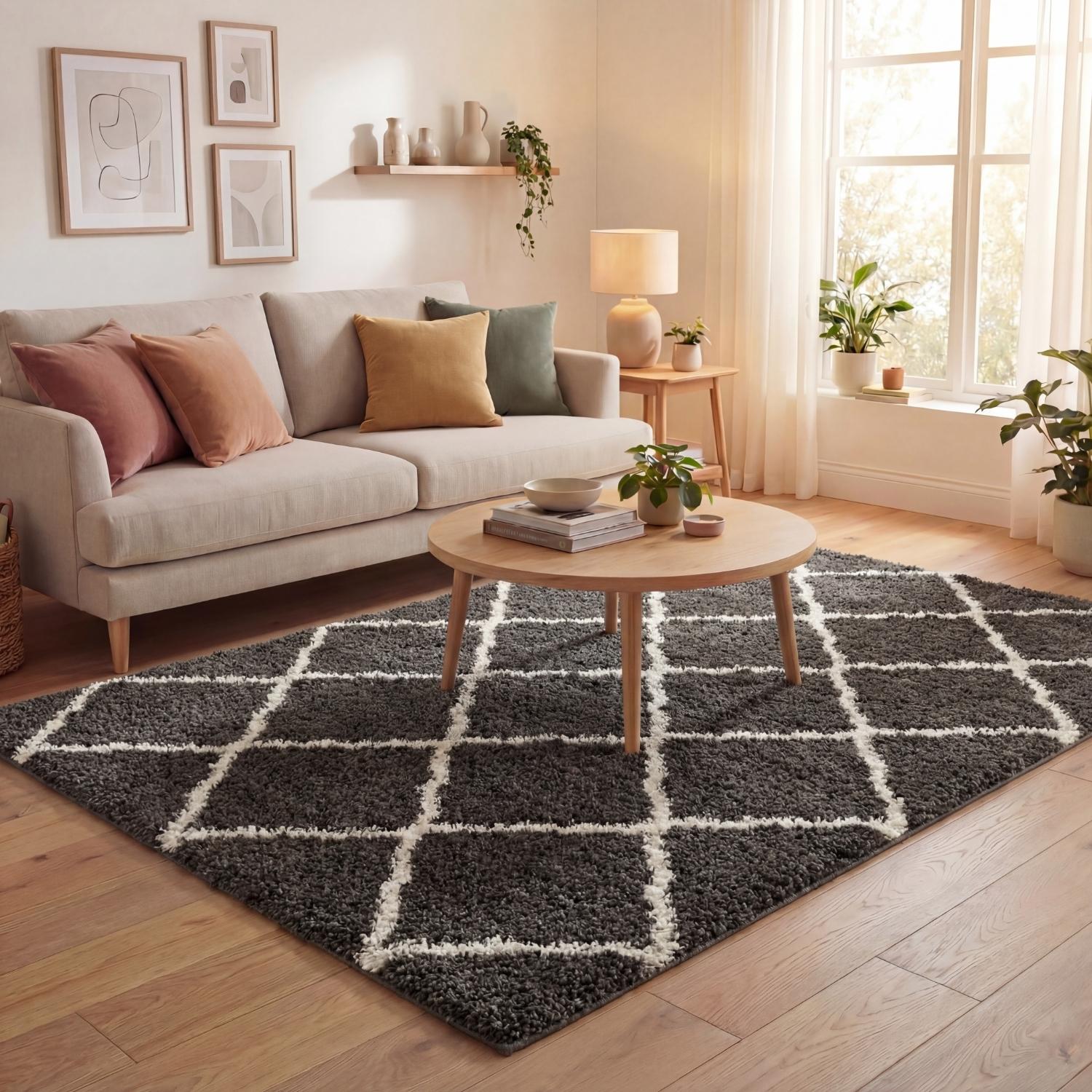 Moroccan Dark Grey Shaggy Rug