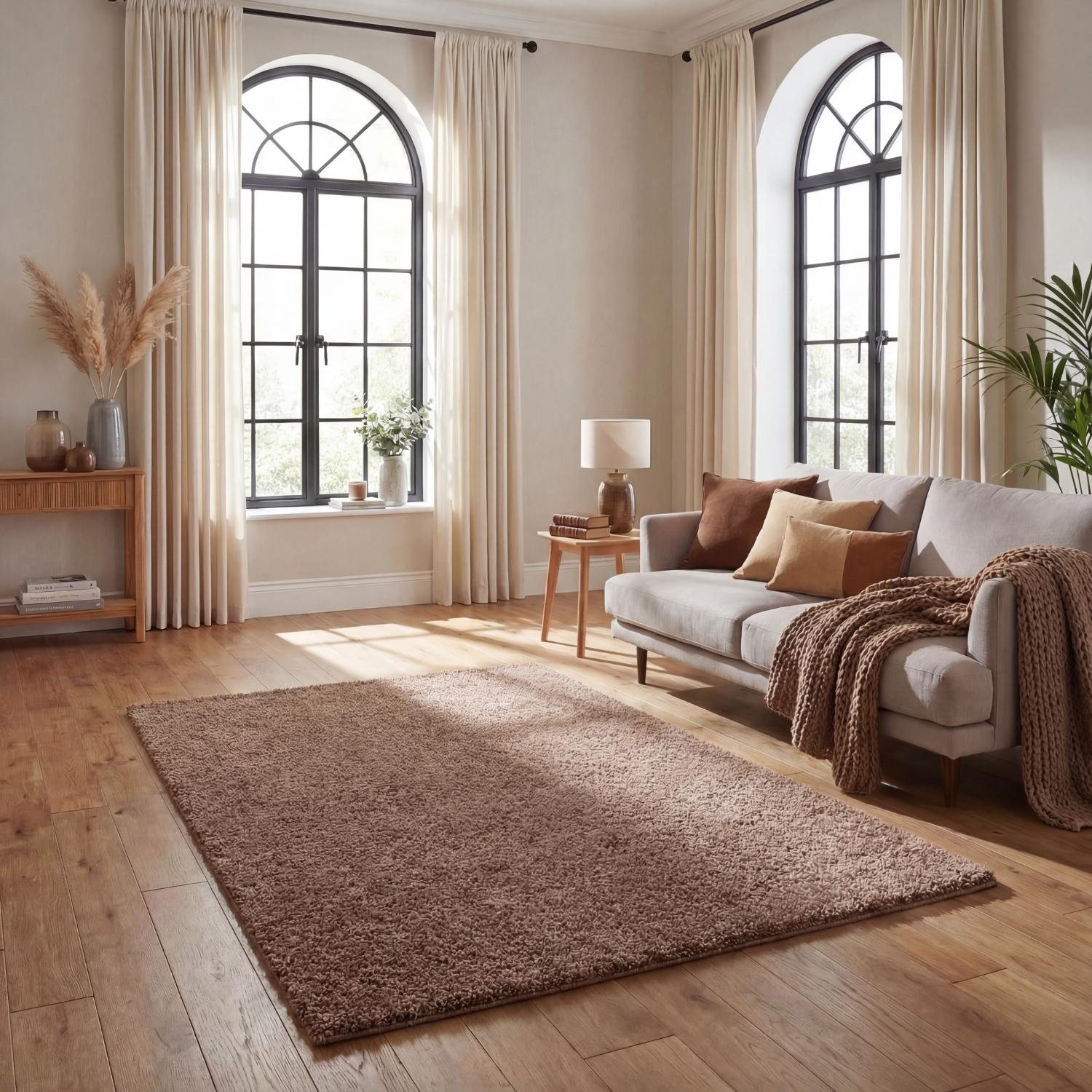 Myshaggy Solid Beige Modern Rug
