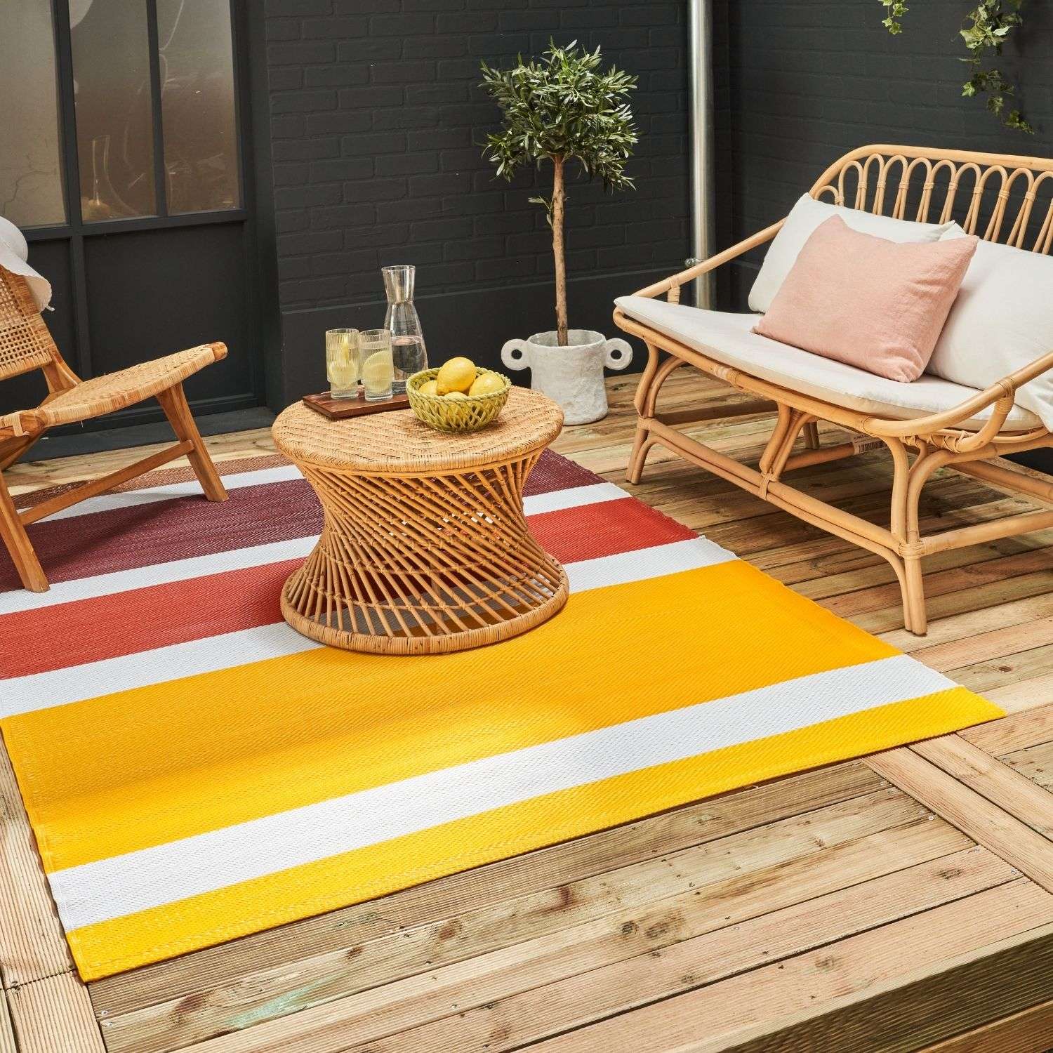 Rainbow Outdoor Rug Yellow Modern