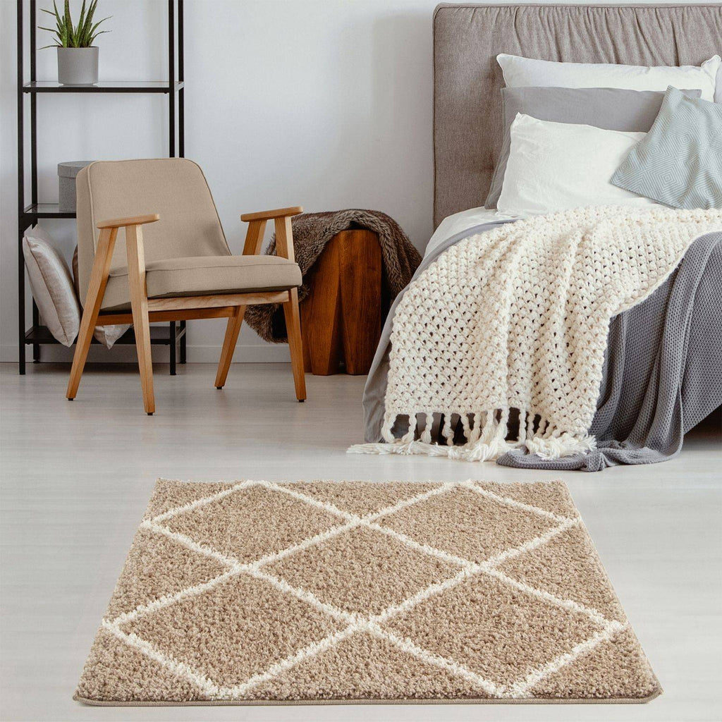 Moroccan Beige Shaggy Natural Rug