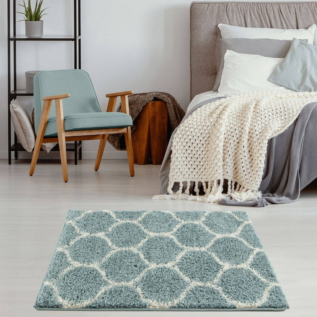 Moroccan Duck Egg Blue Shaggy Rug