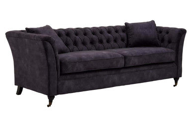 3 Seat Grey Velvet Sofa, Sabrina