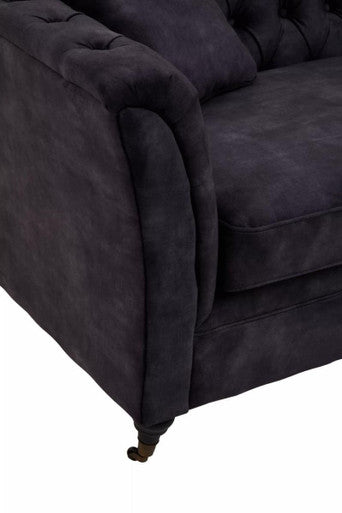 3 Seat Grey Velvet Sofa, Sabrina