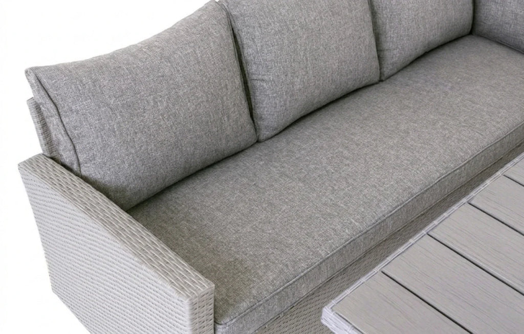Stockholm 6 Seat Grey Rattan Corner Garden Dining & Lounge Set