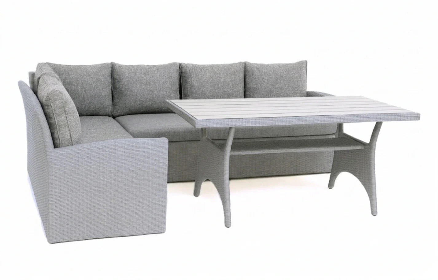 Stockholm 6 Seat Grey Rattan Corner Garden Dining & Lounge Set