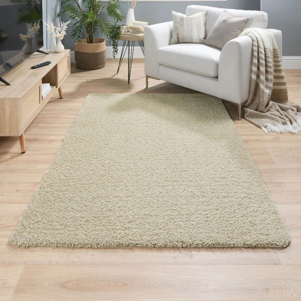 Washable Stone Shaggy Natural Rug