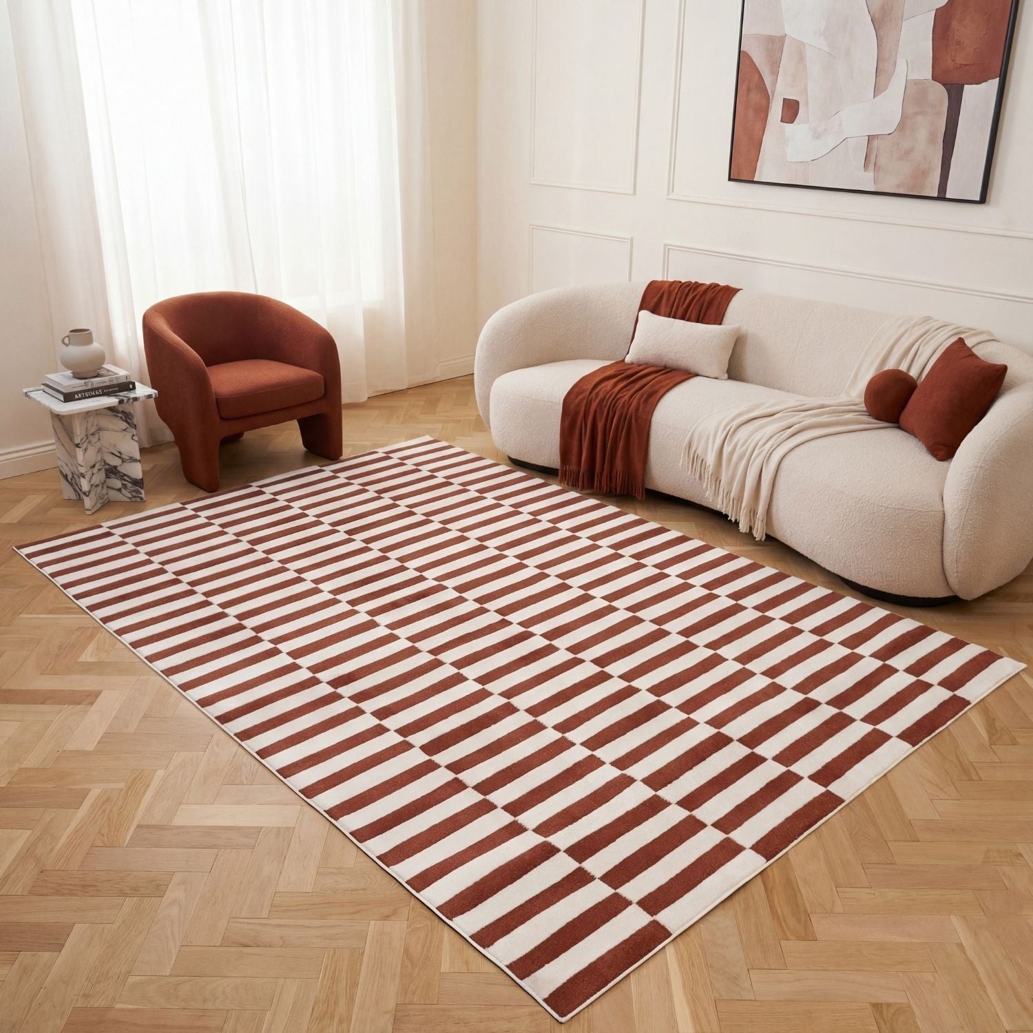 Loft Striped Terra Cream Contemporary Rug