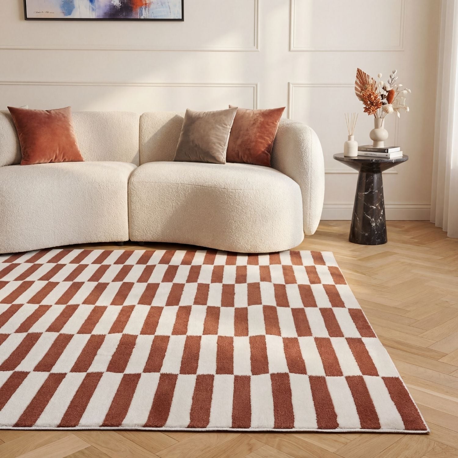 Loft Striped Terra Cream Contemporary Rug