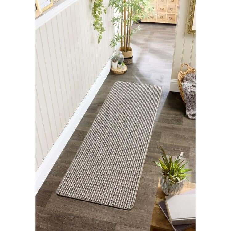 Twist Stripe Washable Mat & Runner Beige