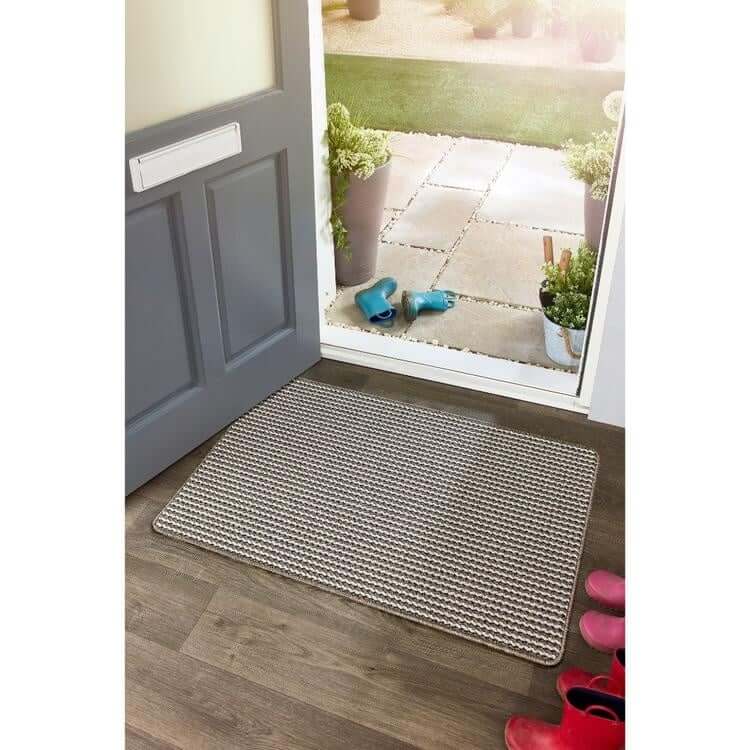 Twist Stripe Washable Mat & Runner Beige